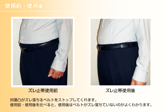 �g�p�O�E�g�p��B�l�t�ʂ��Y��������x���g���X�g�b�v���Ă���܂��B�g�p�O�E�g�p����ׂ�ƁA�g�p��̓x���g���Y�������Ă��Ȃ��̂��悭�킩��܂��B